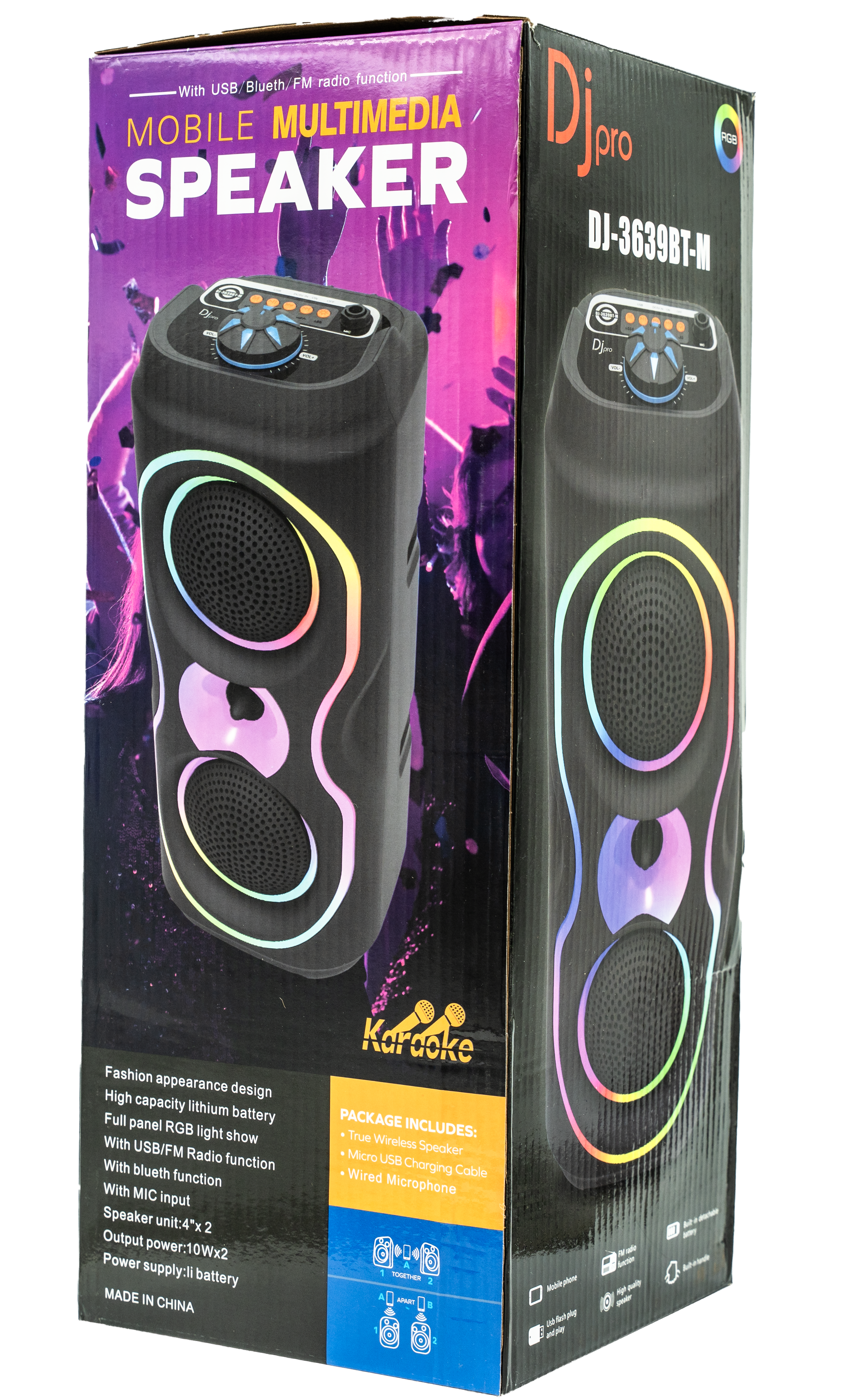 اسپیکر دی جی پرو مدل DJ-3639BT-M جعبه
